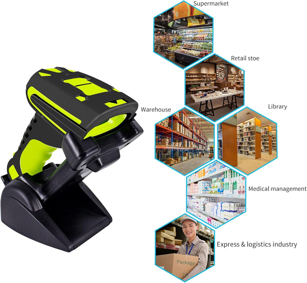 2D Wireless Barcode Scanner with Charging Cradle, Pack of 2 X515253