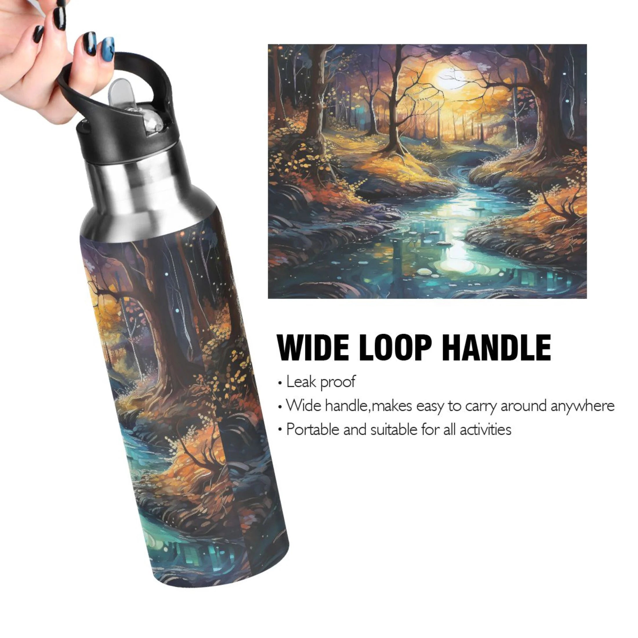 Stainless Steel Insulated Thermos Vacuum Flask Water Bottle with Straw Lid S5360