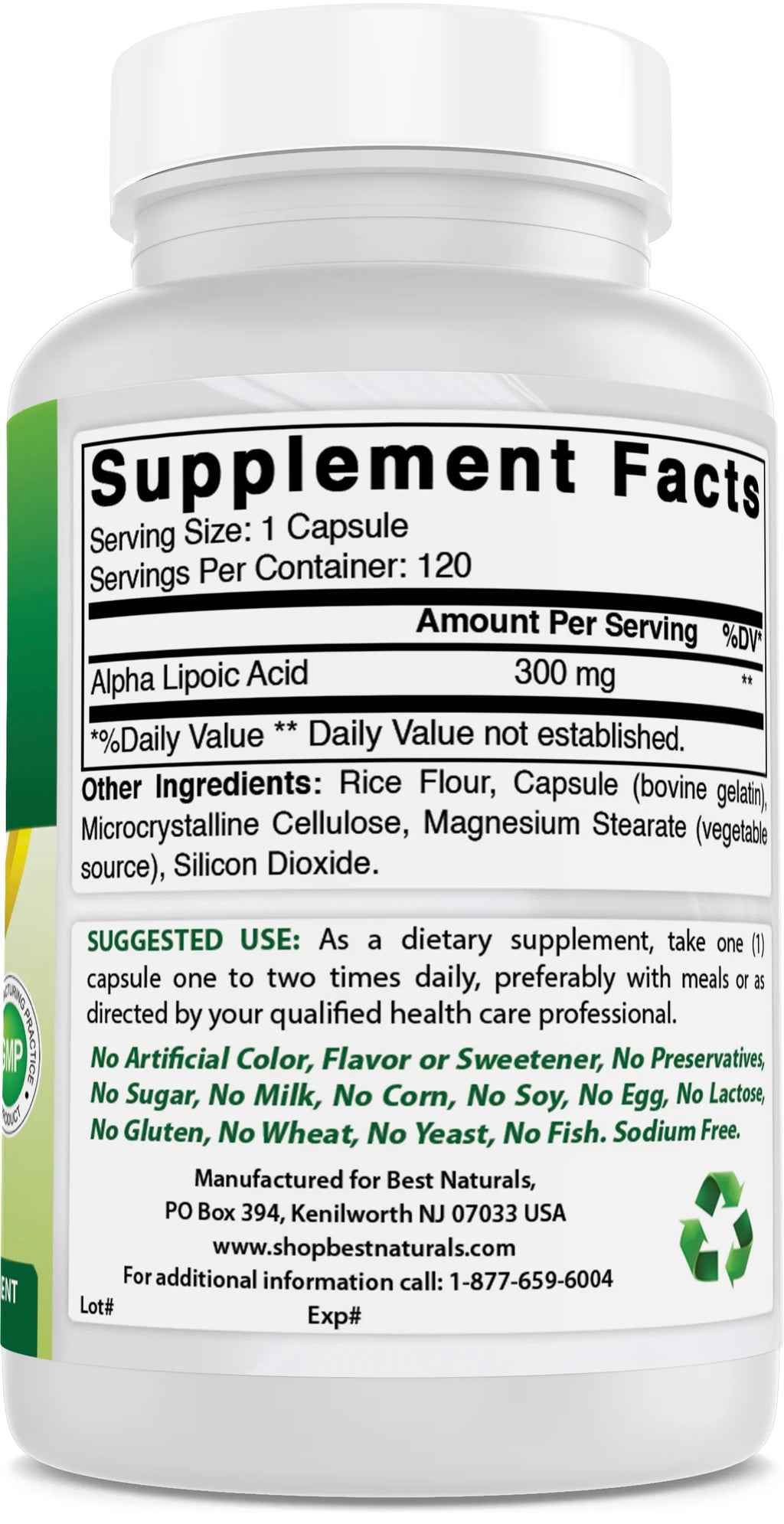 3 Pack Alpha Lipoic Acid 300 mg 120 Capsules X995854