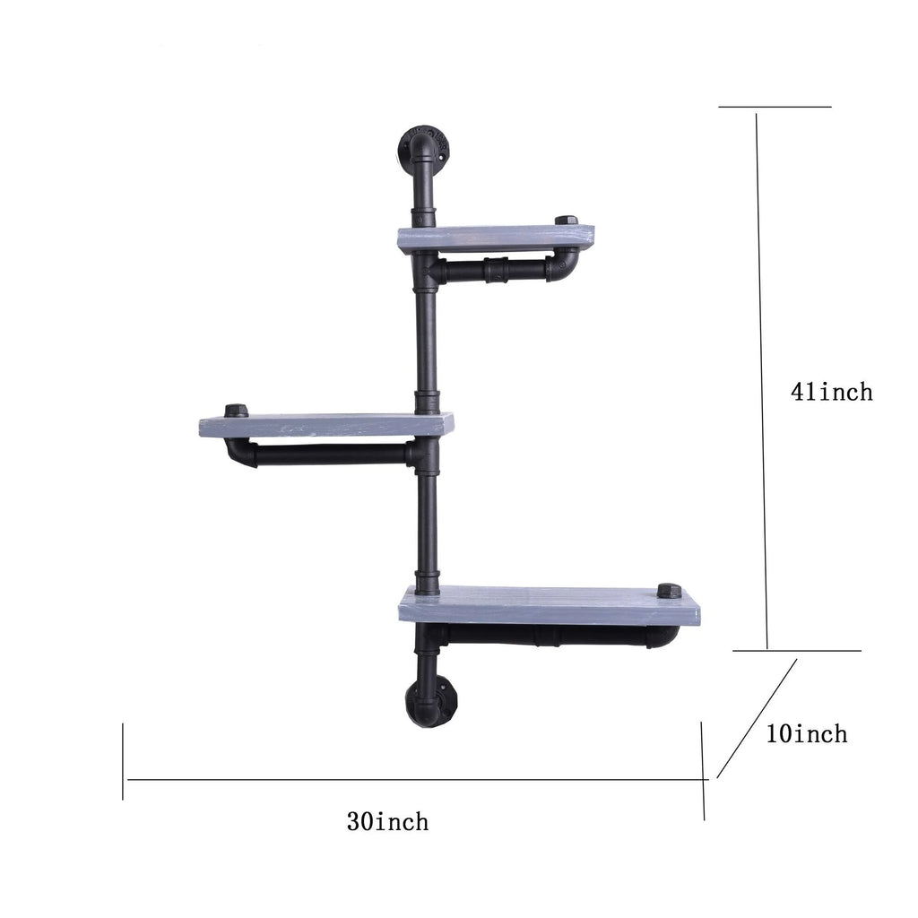 Weathered Gray and Black Wood Wall Shelves T9502