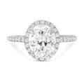 Oval Cut Genuine Cultured Diamond SI1-SI2 I-J 18K White Gold Halo Engagement Ring R4387