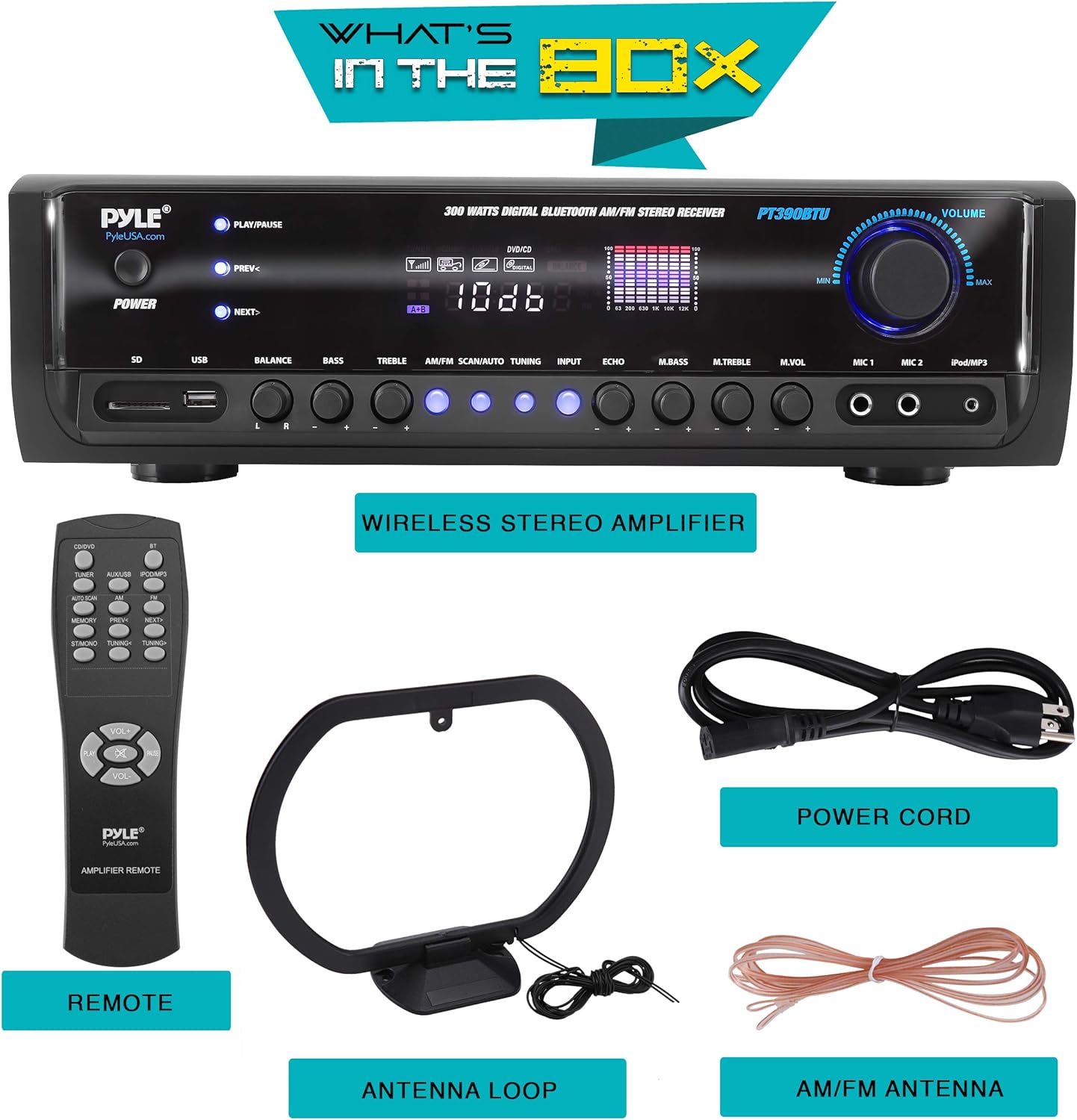 300W 4 Channel Bluetooth Power Amplifier System O9707