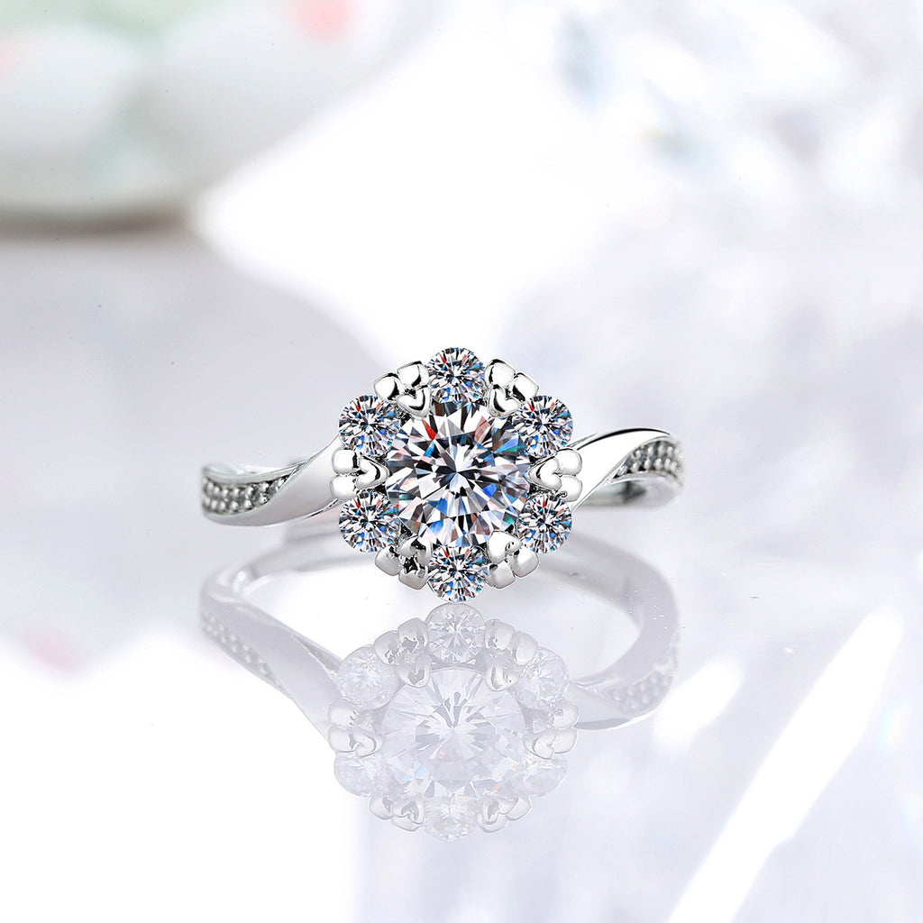 1 Carat Moissanite Adjustable Engagement Ring 925 Sterling Silver Solitaire Rings D454645