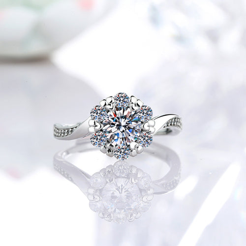 1 Carat Moissanite Adjustable Engagement Ring 925 Sterling Silver Solitaire Rings D454645