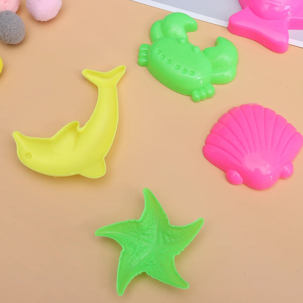 6pcs Beach Sand Toys Set Sand Tray Molds E9552