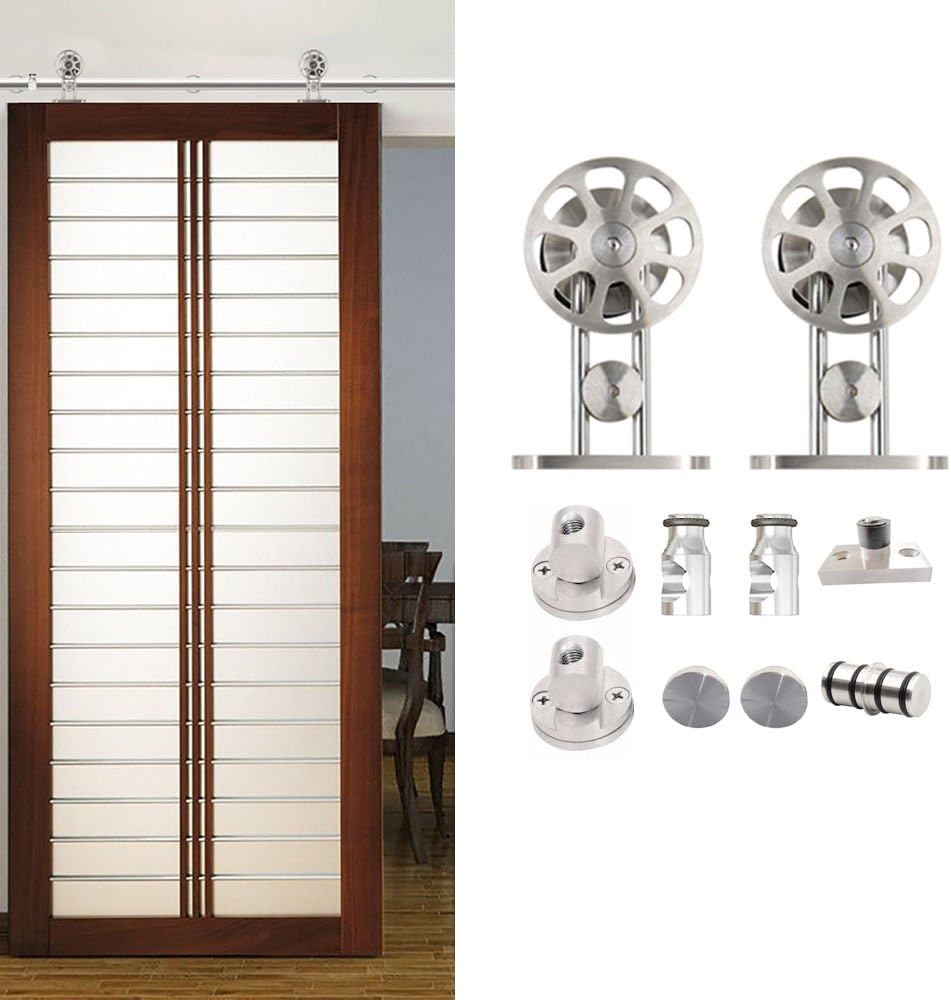 Stainless Steel Sliding Barn Door Hardware Kit 8FT Track Single Door Kit X625