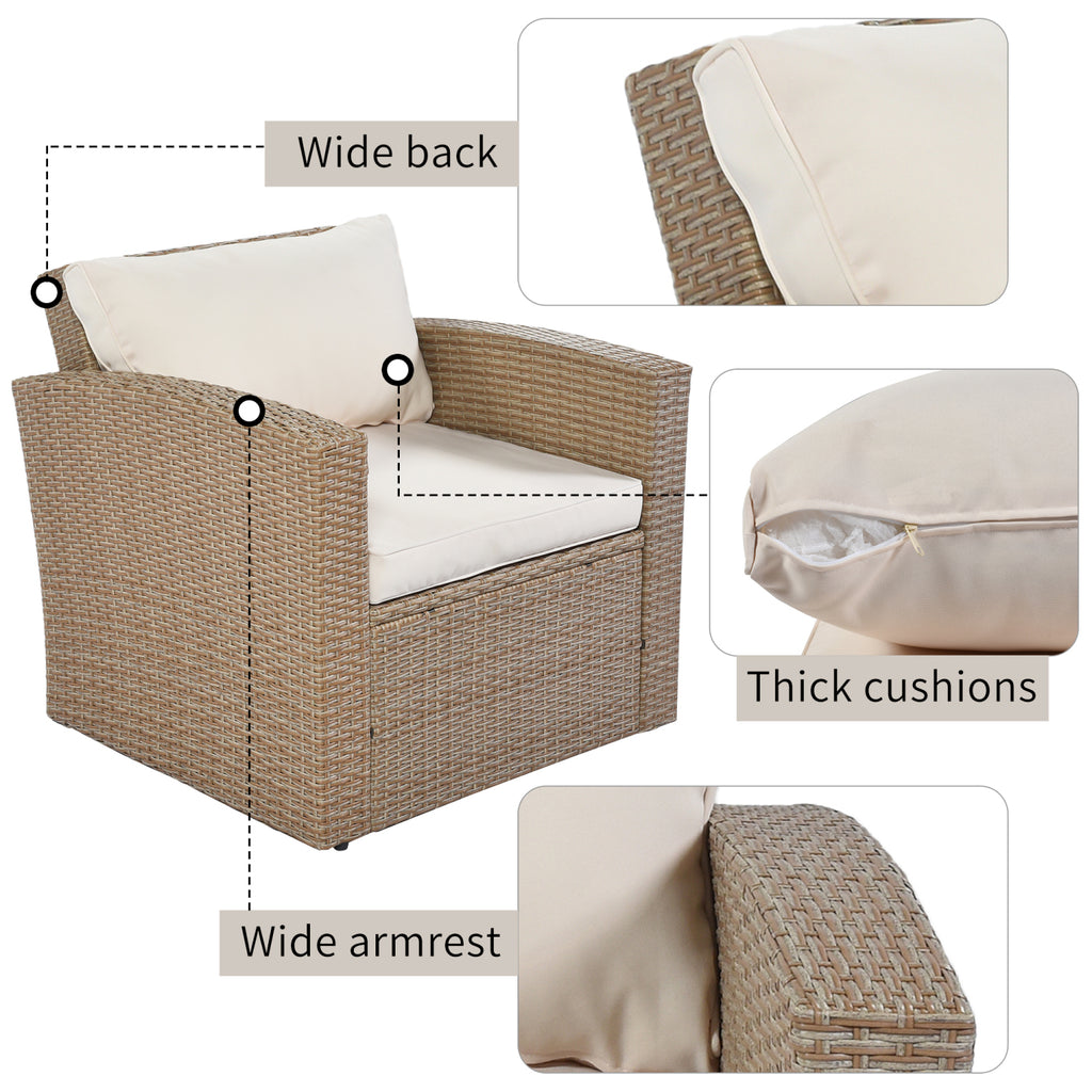 Beige 4-Piece Wicker Conversation Sofa Set O22893