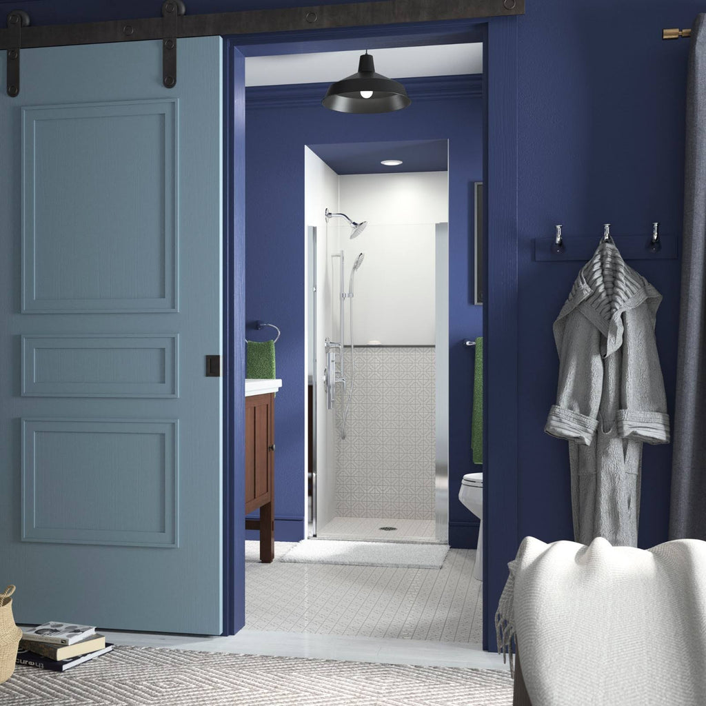 Frameless Pivot Shower Door with Clear Glass, 33-in W x 67-in H, Silver M1081