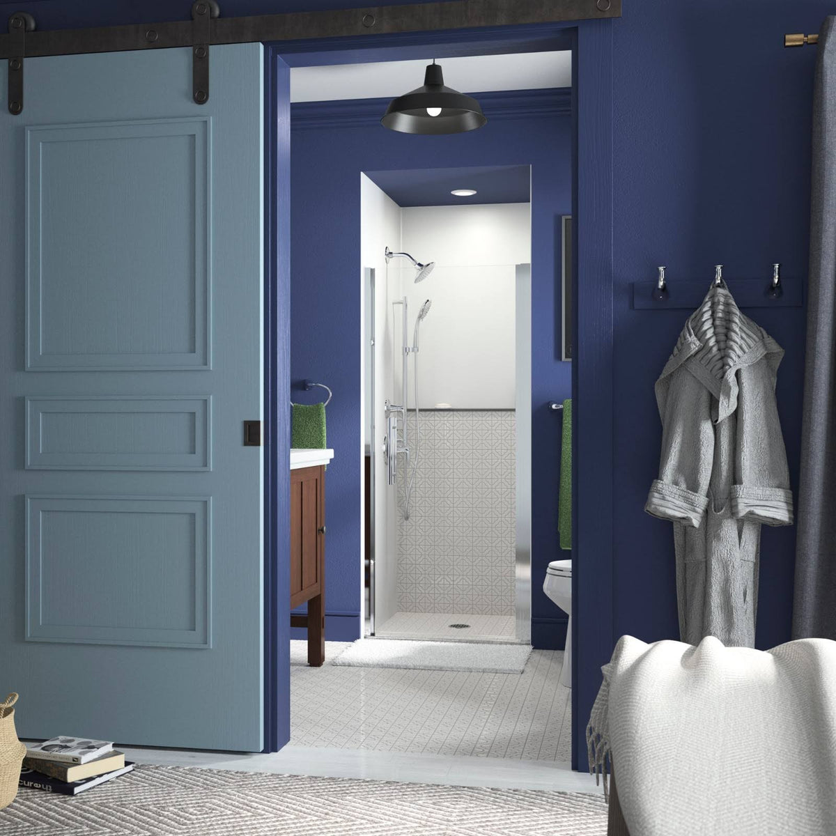 Frameless Pivot Shower Door with Clear Glass, 33-in W x 67-in H, Silver M1081