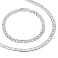 5mm Solid .925 Sterling Silver Flat Cuban Link Chain Necklace + Bracelet Set, 30" + 8" F4533