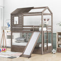 Twin Over Twin Metal Bunk Bed with Slide and Integrated Ladder N96525