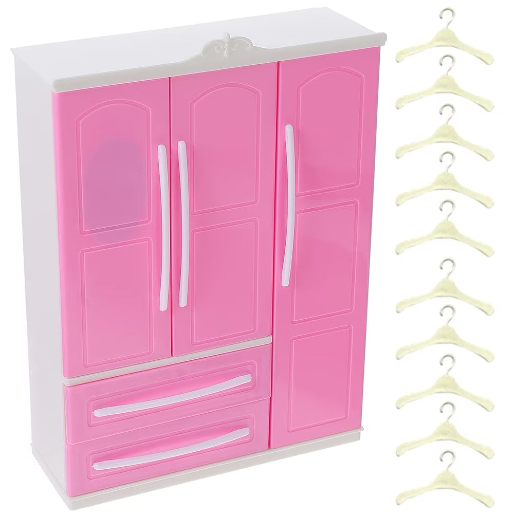 Doll Wardrobe Coat Hangers Furniture Storage Closet Rack Y701