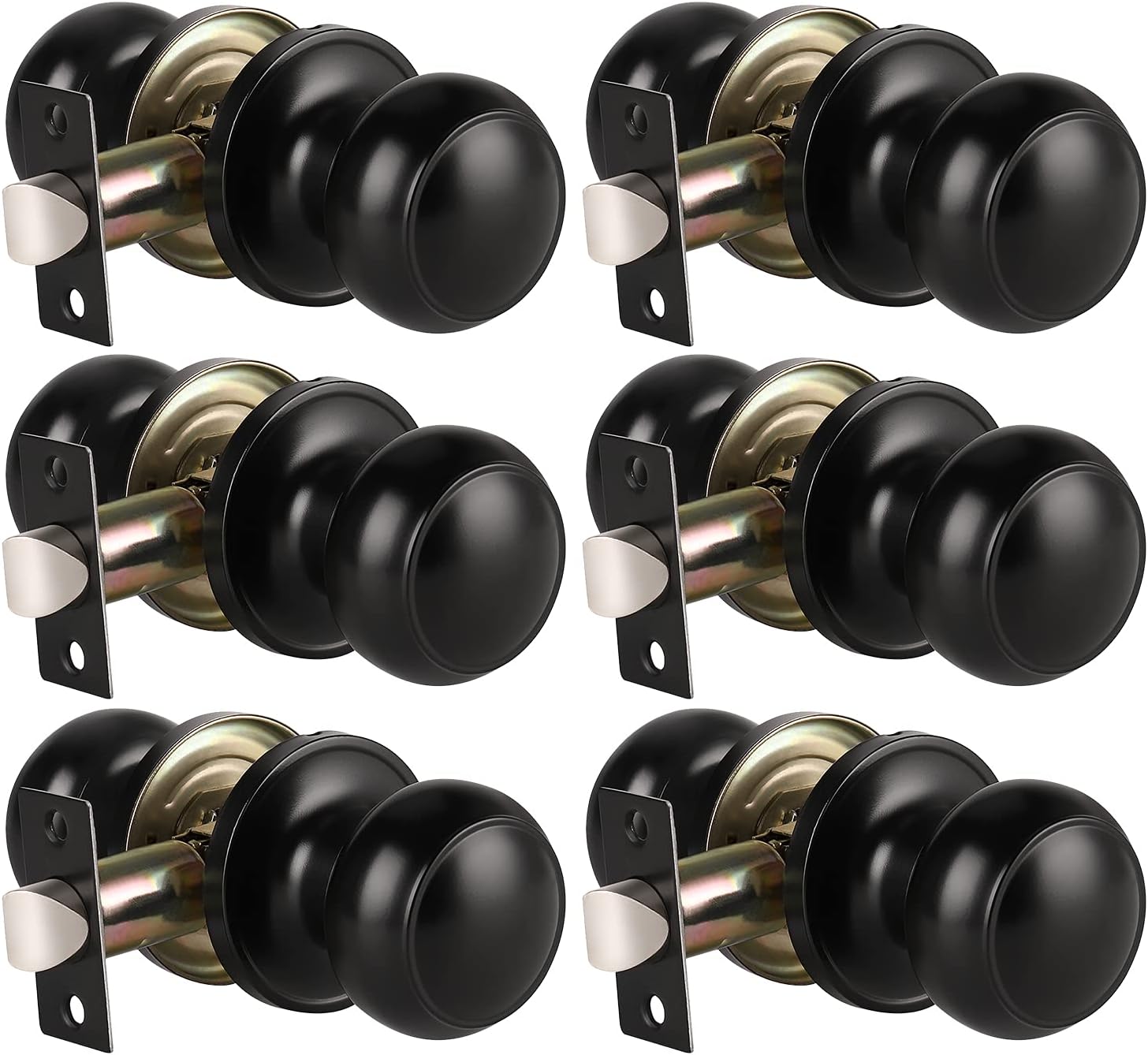 5 Pack Matte Black Entry Door Knob and Deadbolt Lock Set F3927