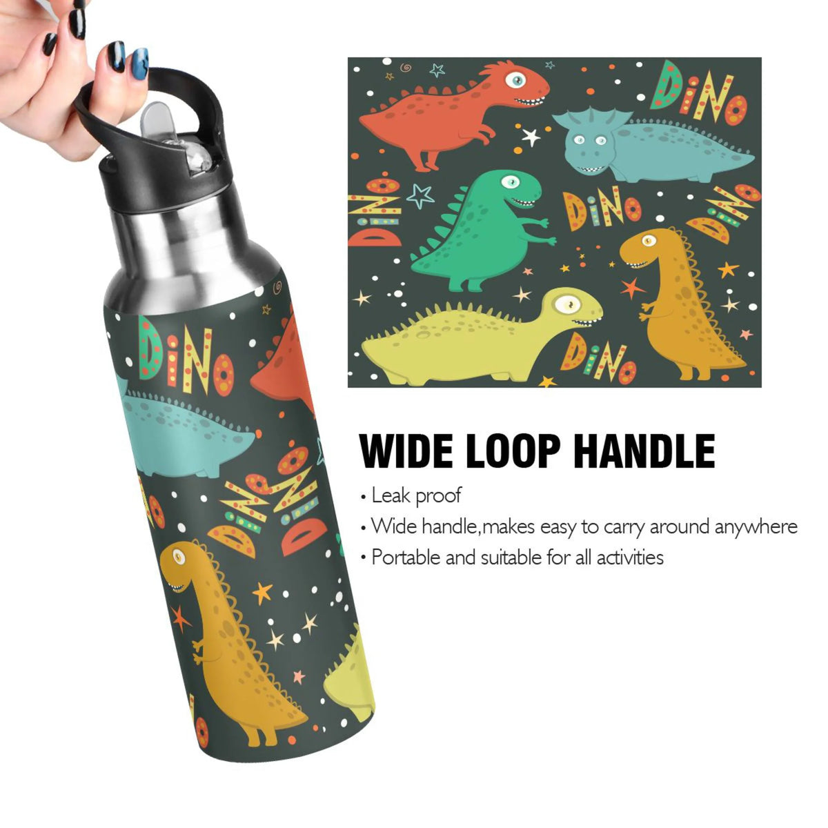 Stainless Steel Water Bottle with Straw Lid Vacuum Insulated 20 OZ L3988