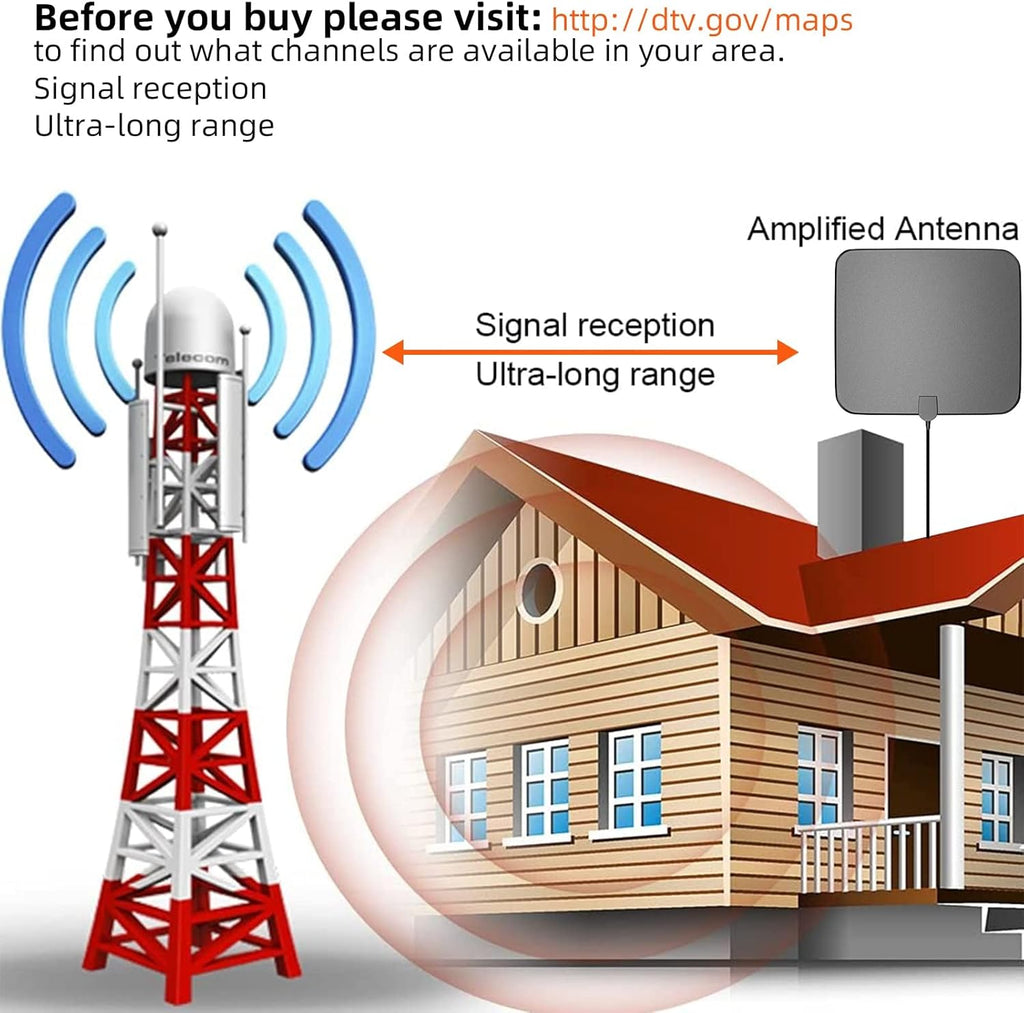 Indoor Outdoor 4K 1080P HDTV Antenna with Amplifier Signal Booster and 33ft Coaxial Cable A4982
