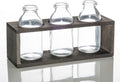 Vintage Milk Bottle Vases With Wooden Stand Set Of 6 O3537