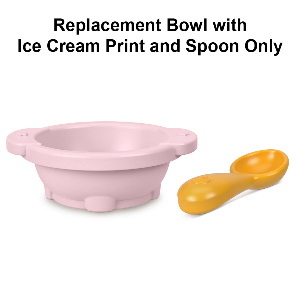 Pink Bowl with Ice Cream Print and Yellow Spoon L3783