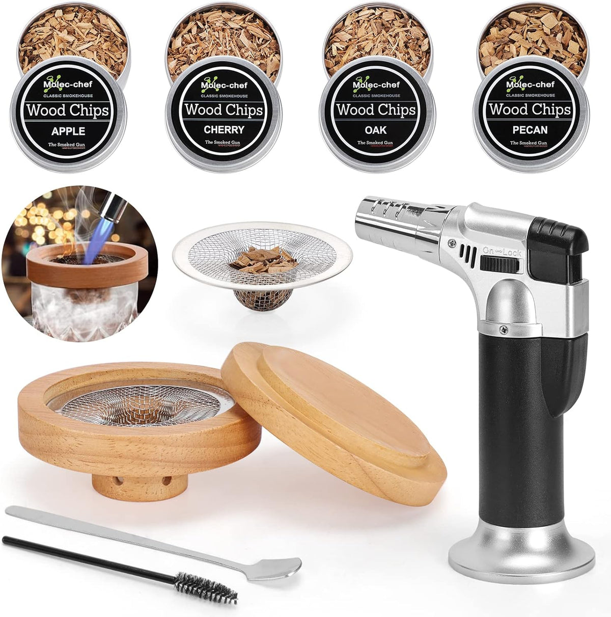 Cocktail Smoker Kit with Torch, 4 Kind of Wood Chips, Pack of 2 V35836