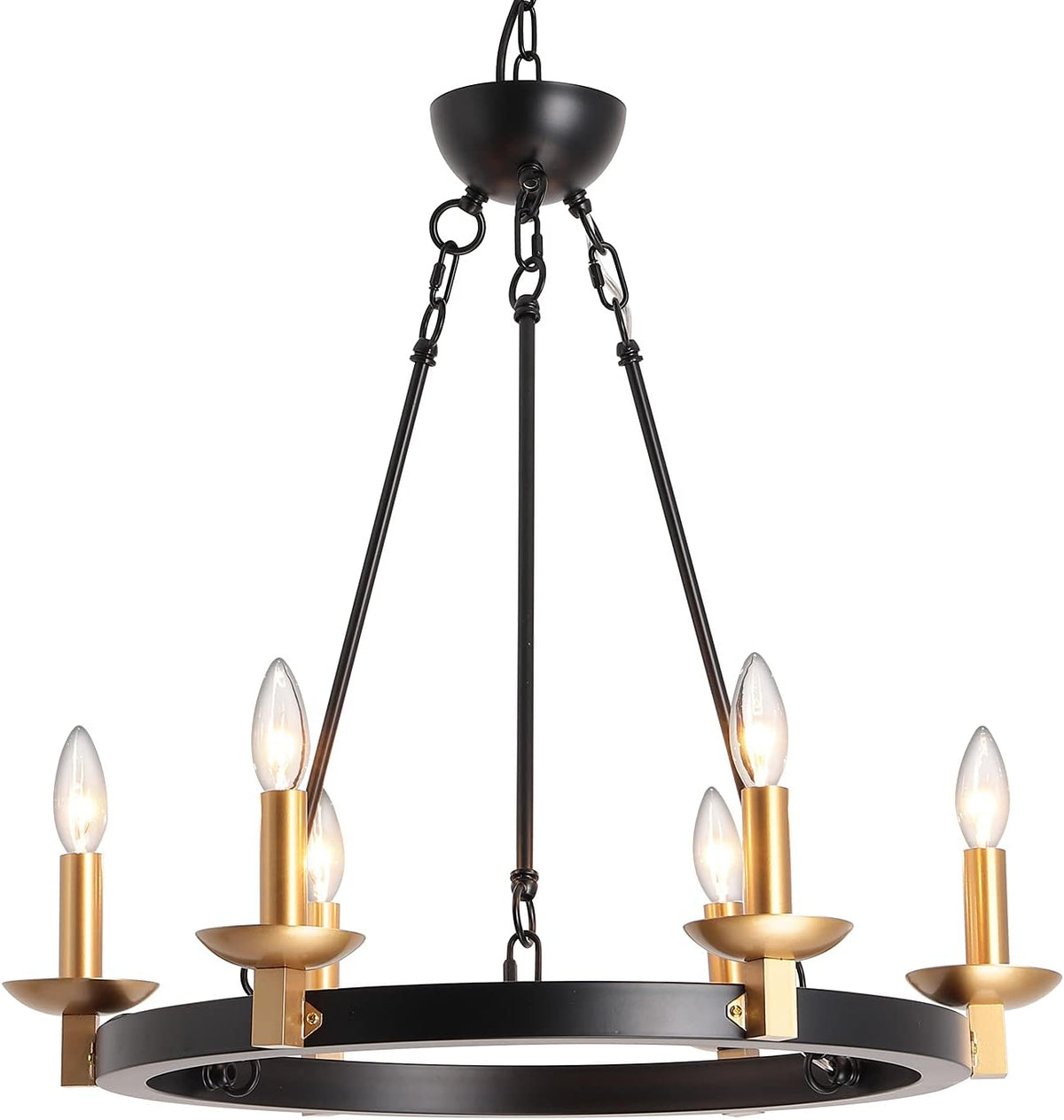 Black 6-Lights Round Wagon Wheel Chandelier Z400