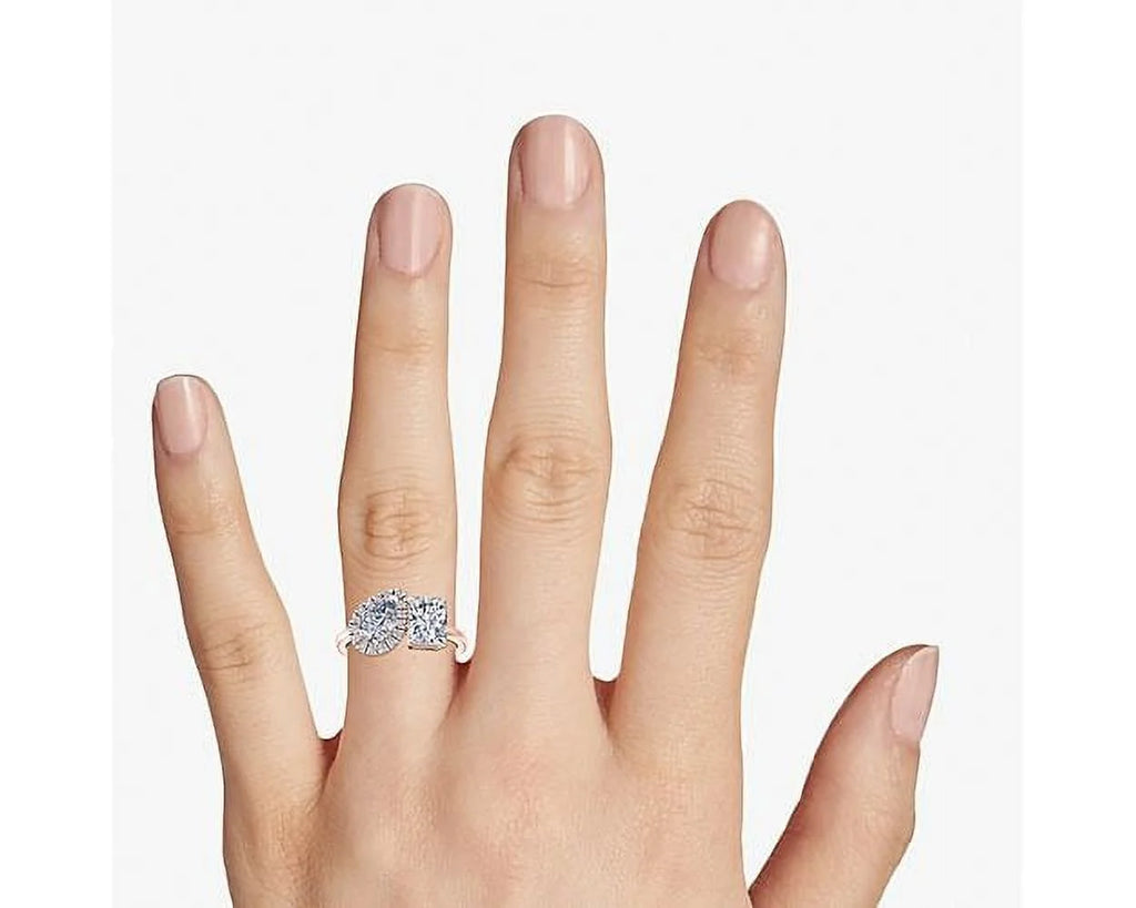 18K Rose Gold Two Stone Diamond Ring T4655