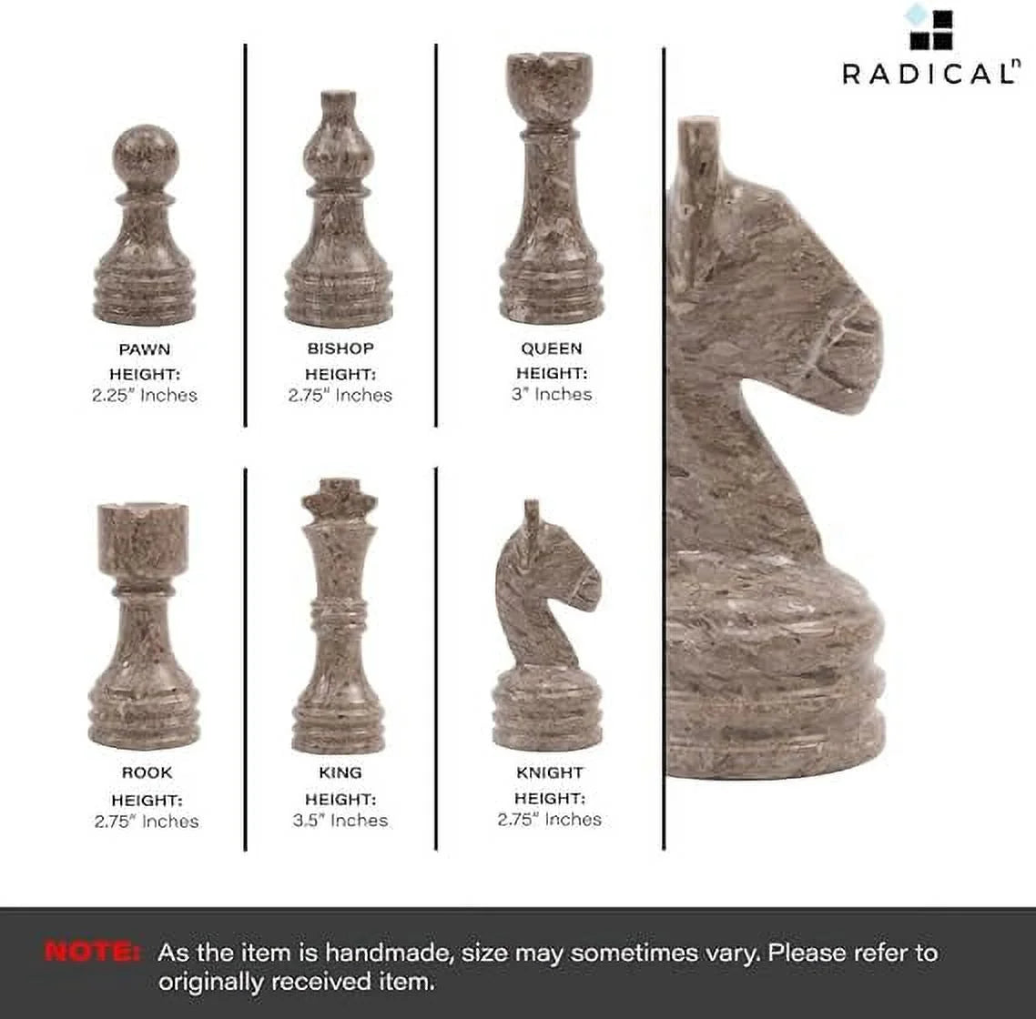 Marble Chess Set 15 Inches Grey Oceanic and White Handmade Chess Sets H615