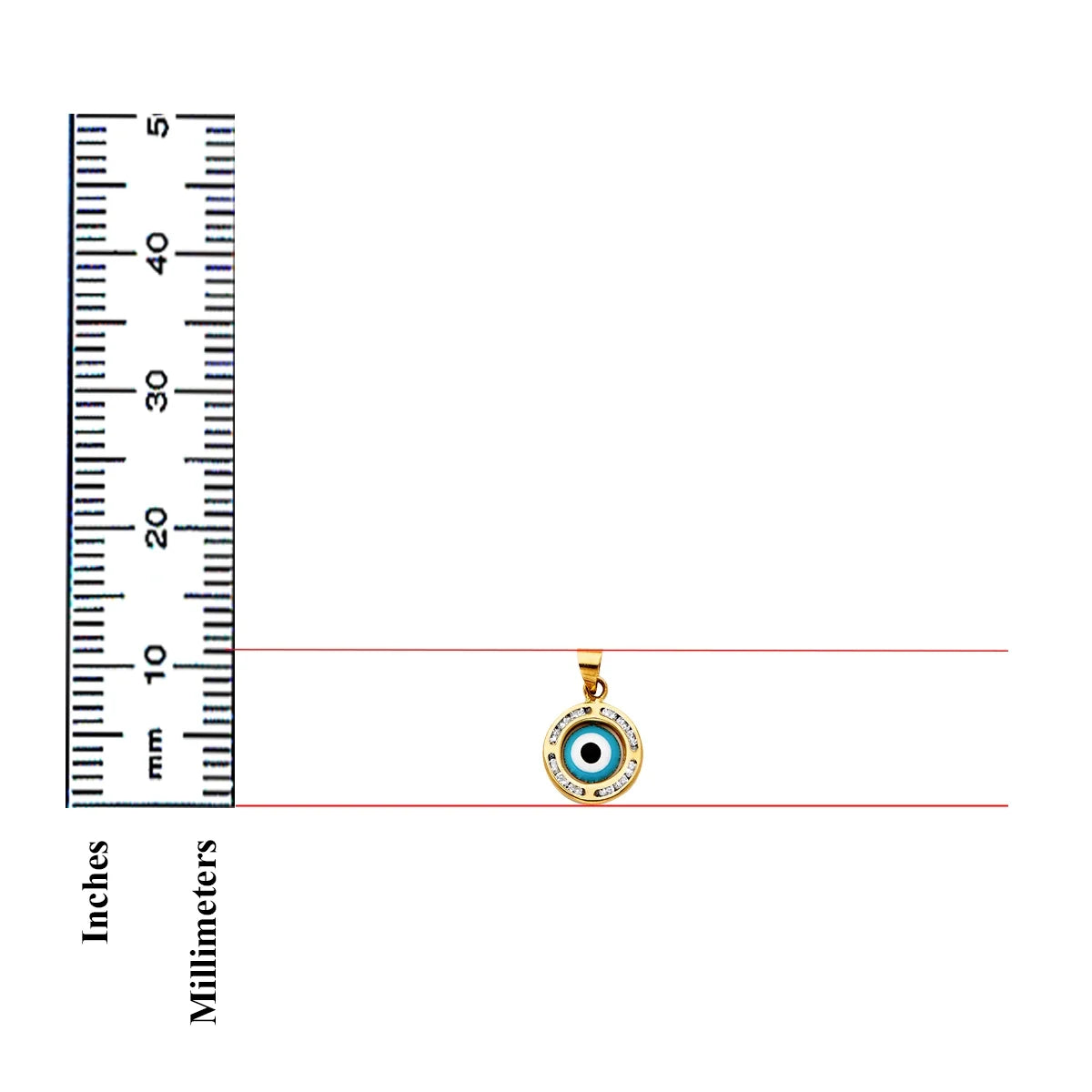 14K Tri Color Gold Cubic Zirconia Evil Eye Pendant 11 x 11 MM 0.6 grams B33912