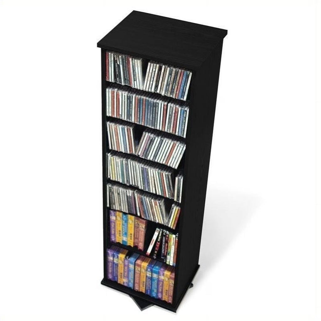 Black 2-Sided CD DVD Media Spinning Storage Tower Z29932