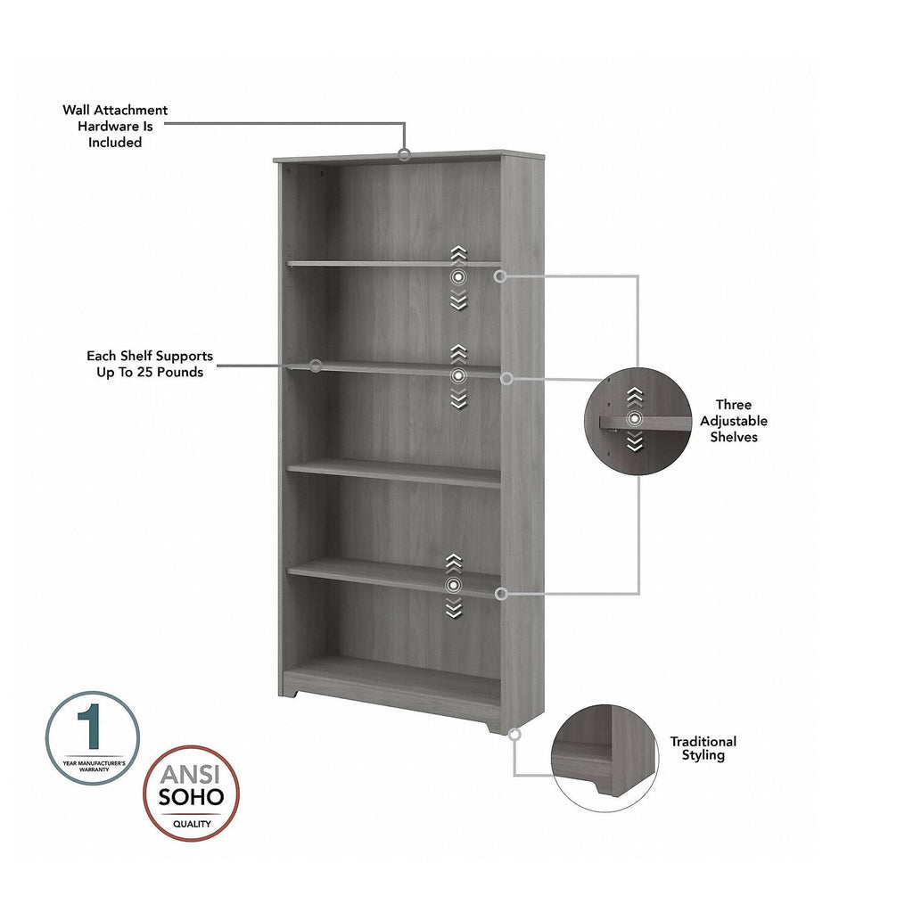 Small Computer Desk with Hutch in Modern Gray I8675