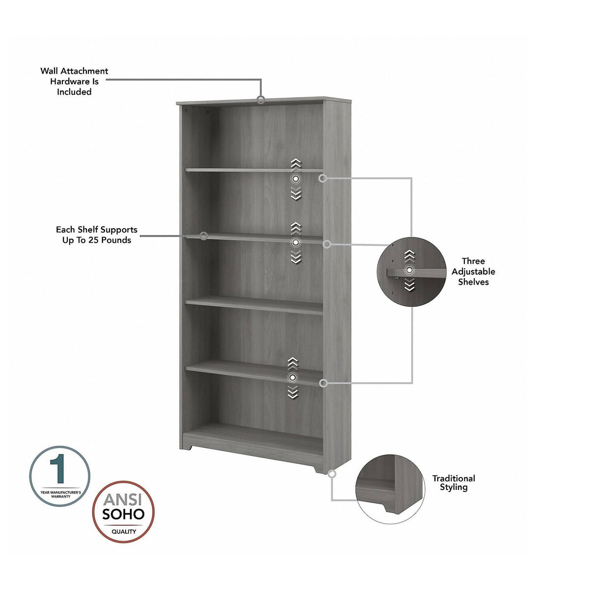 Small Computer Desk with Hutch in Modern Gray I8675