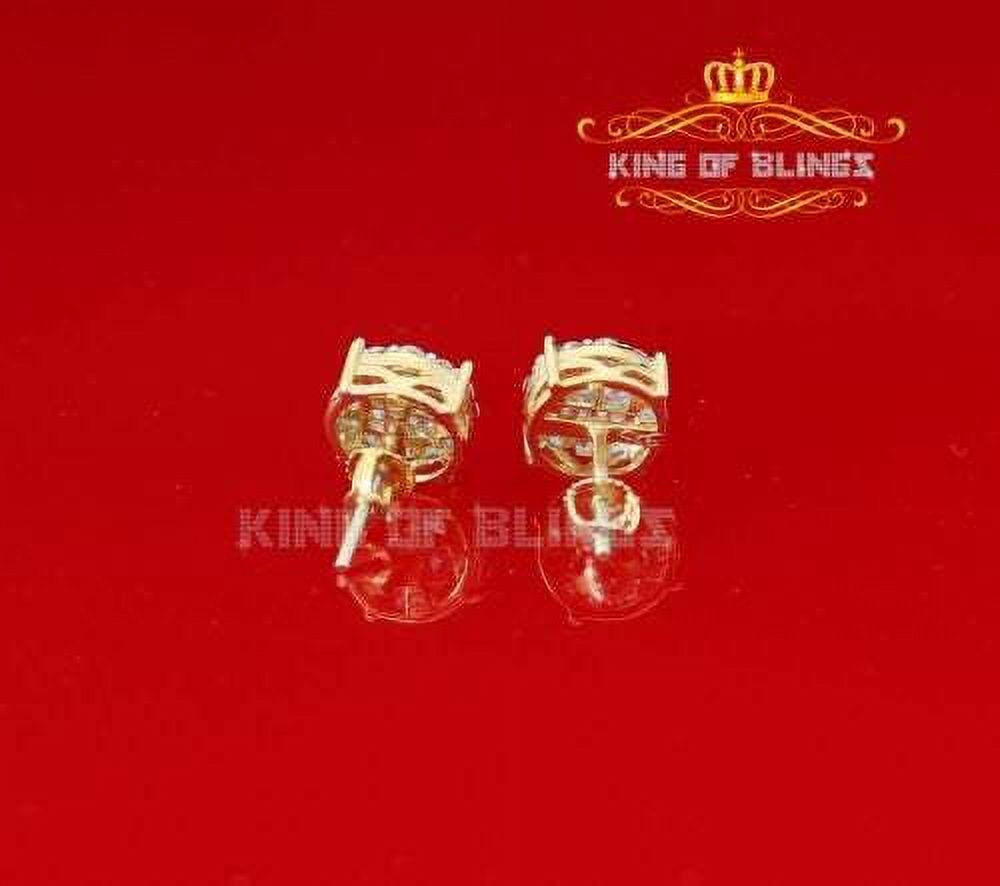 10k Yellow Gold Finish Silver Stud Earrings With Lab Created Diamond H3461