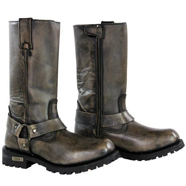 Distressed Brown Motorcycle Leather Boots W91195