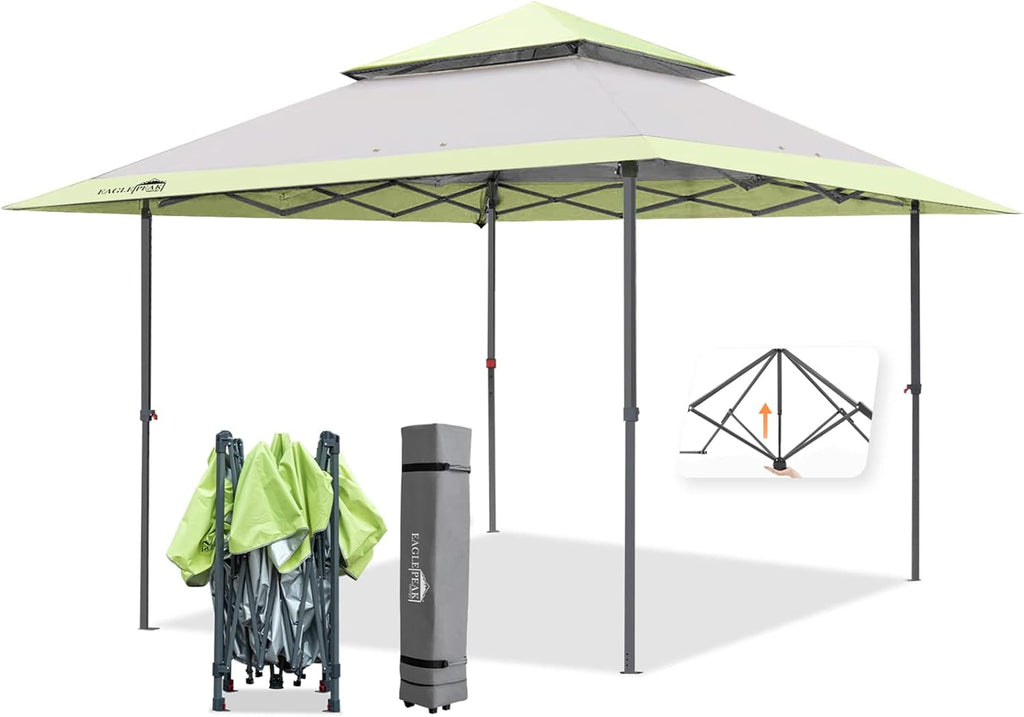 13' x 13' Gray Green Straight Leg Pop Up Canopy Tent J52554