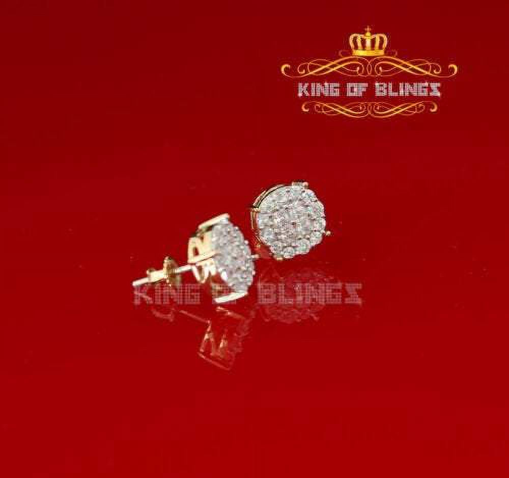 10k Yellow Gold Finish Silver Stud Earrings With Lab Created Diamond H3461