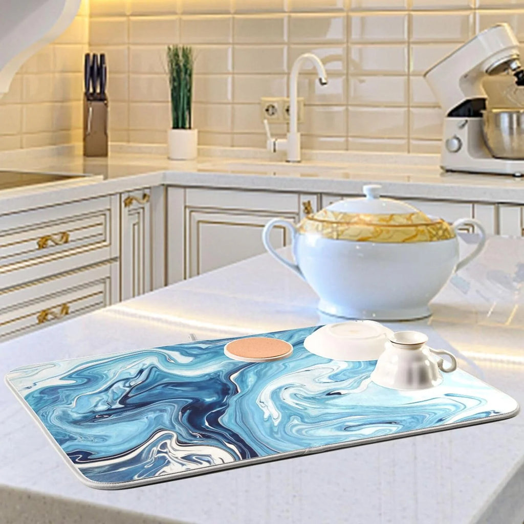 Blue Powder Dish Drying Mat 16x18Inch L133607