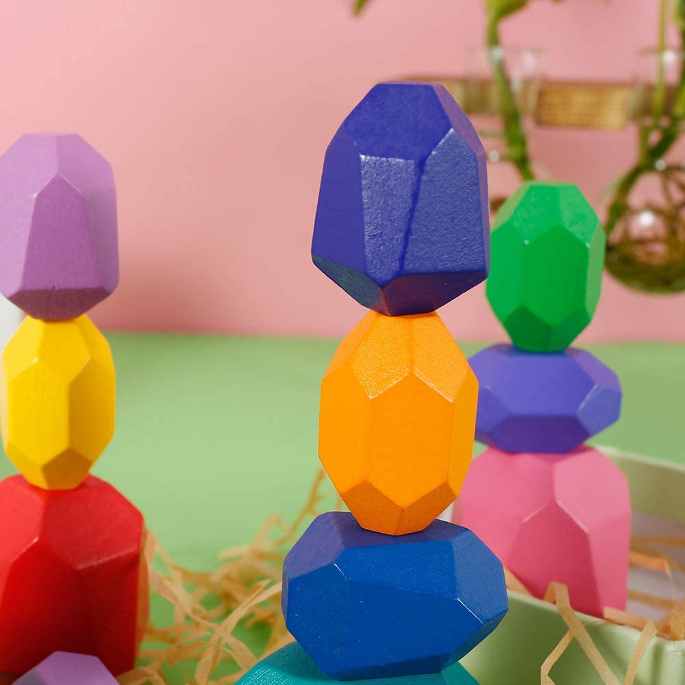 20PCS Wooden Balancing Stacking Stones Building Blocks Set E84363