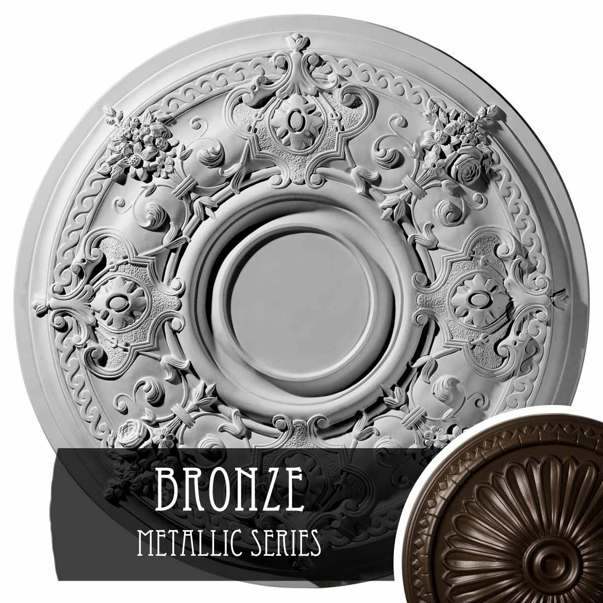 29 1/4x22OD x 2x22P Hand-Painted Bronze Ceiling Medallion G889102