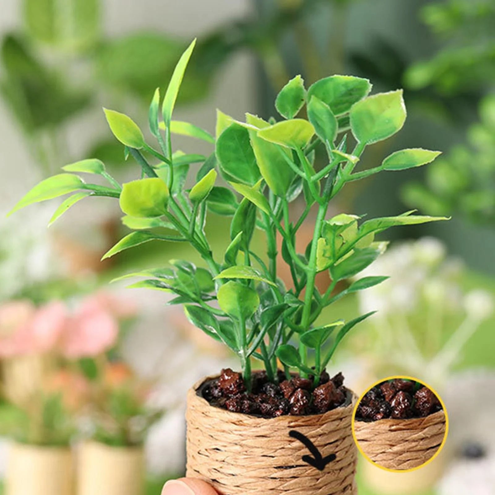 1:12 Scale Miniature Potted Plant Scenery Supplies C838673