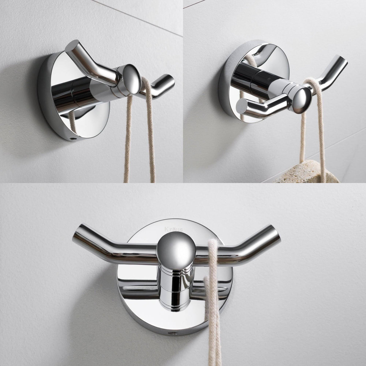 24 in. Brushed Nickel Bath Hardware Set with Towel Bar Paper Holder Towel Ring Robe Hook 4 Piece J5208