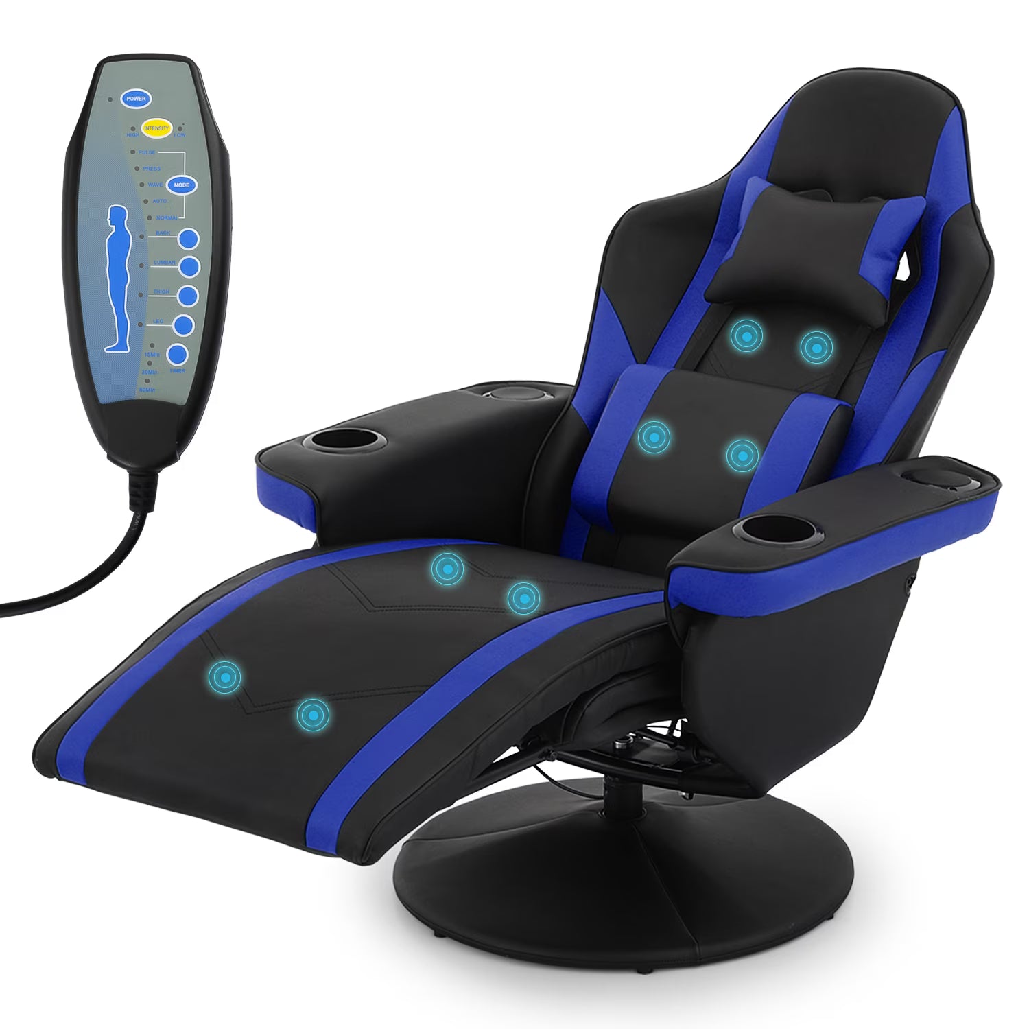 Blue Massage Gaming Recliner Chair with Speaker I3668