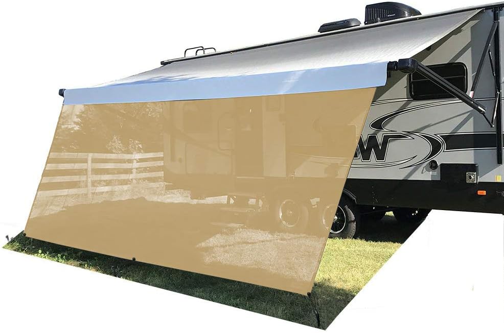 RV Awning Shade Screen 7' X 10' 3'' Blue Sunshade Camping Trailer UV Sun Blocker Pack of 2 V6599