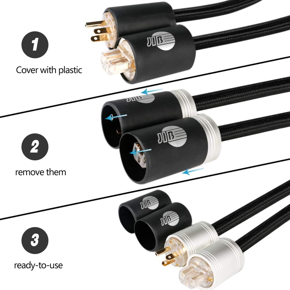 4N OFC HiFi Power Cord, Male to Female Power Cable, US Plug, 3.2ft O436227