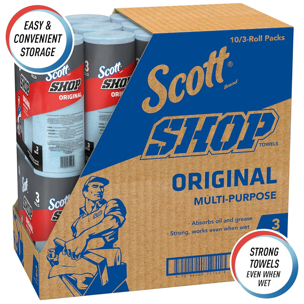 Blue Shop Towels, 55 Sheets per Roll, 30 Rolls per Case, Pack of 2 S8471
