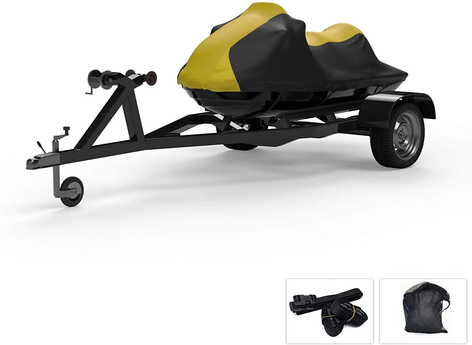 Yellow/Black All Weather Jet Ski Cover with Trailer Straps and Storage Bag Y37993