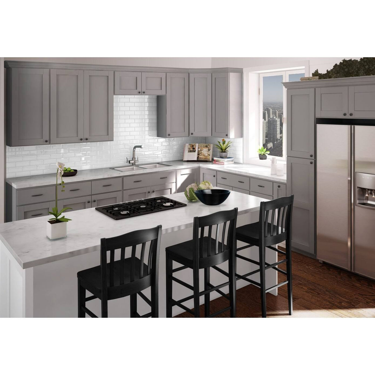 24x22 Wide Double Door Base Cabinet with Dovetail Drawers Dove Gray C148061
