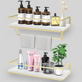 White Floating Wall Shelves Set of 3 with Metal Brackets F506505
