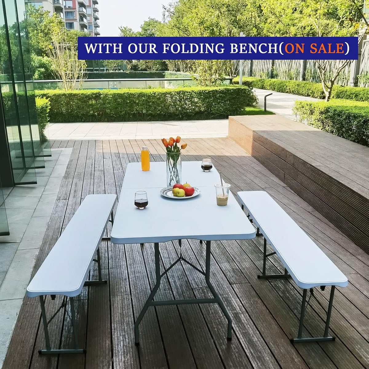 6ft Folding Table Plastic Portable Indoor Outdoor K271887