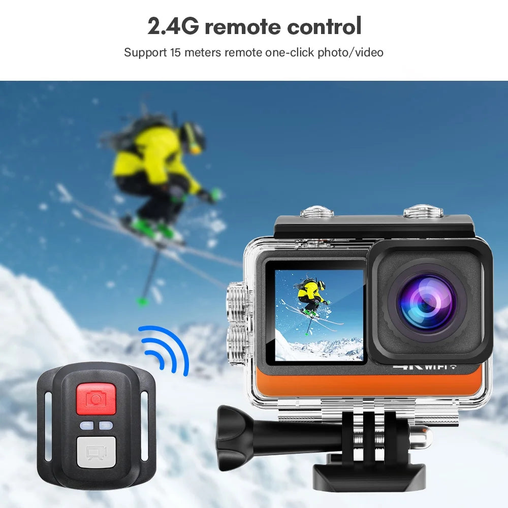 24MP Waterproof Sport Camera with Dual Screen D771