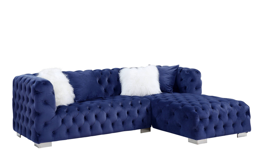 Velvet L Shaped Seating Component, Blue - 2 Piece G86035