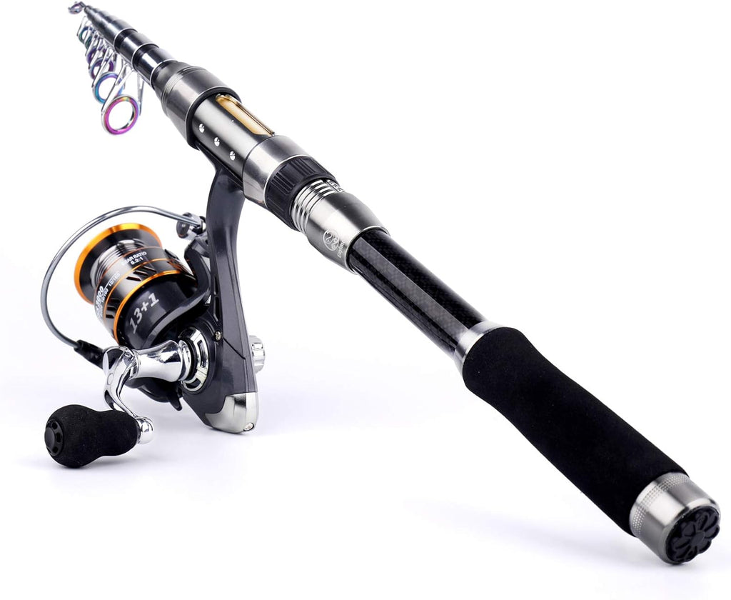 Telescopic Carbon Fiber Fishing Rod and Reel Combo with Fishing Accessories Pack of 2 L546