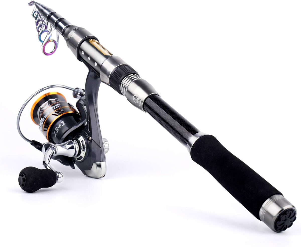 Telescopic Carbon Fiber Fishing Rod and Reel Combo with Fishing Accessories Pack of 2 L546